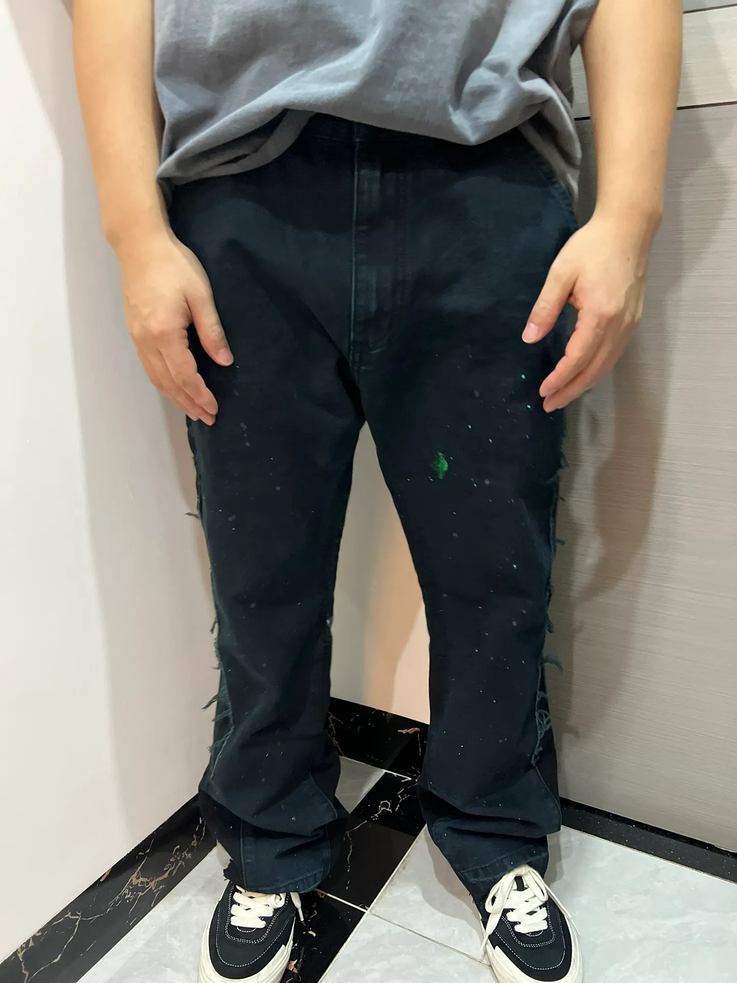 GALLERY DEPT. LA FLARE CARPENTER PANTS First generation paint-splashed ink-washed flared lumberjack pants Carhartt base version modified overalls blue black S-XL